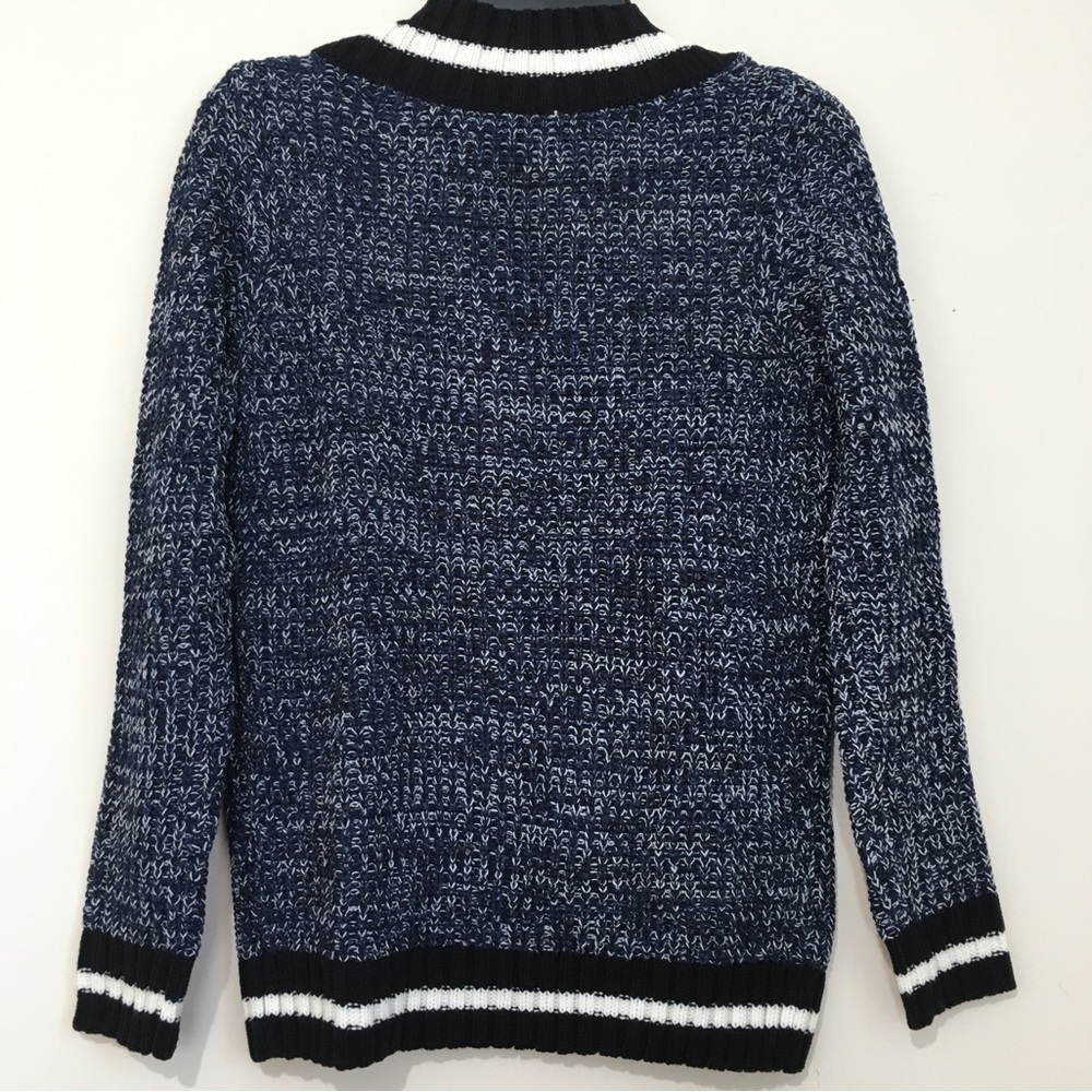 Freshman Varsity over size V-neck long sleeve chunky knit pull over sweater - Picture 3 of 16